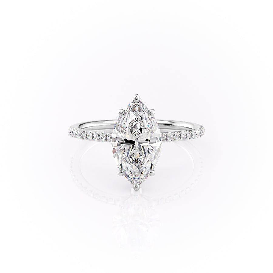 The Pave Logan Set With Marquise Pave Lab Diamond 1 Carat 14K White#material_14k-white