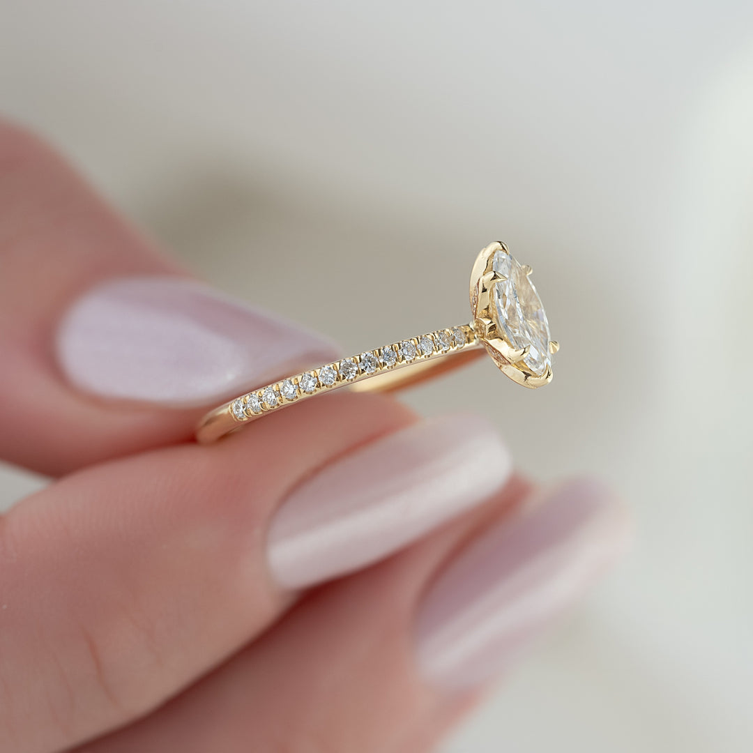 The Pave Logan Marquise Lab Diamond Moissanite Engagement Ring