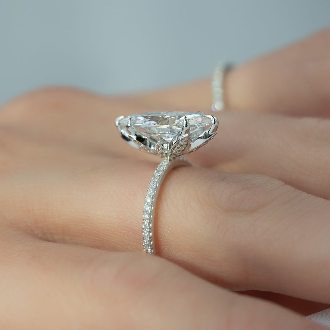 The Pave Logan Marquise Lab Diamond Moissanite Engagement Ring