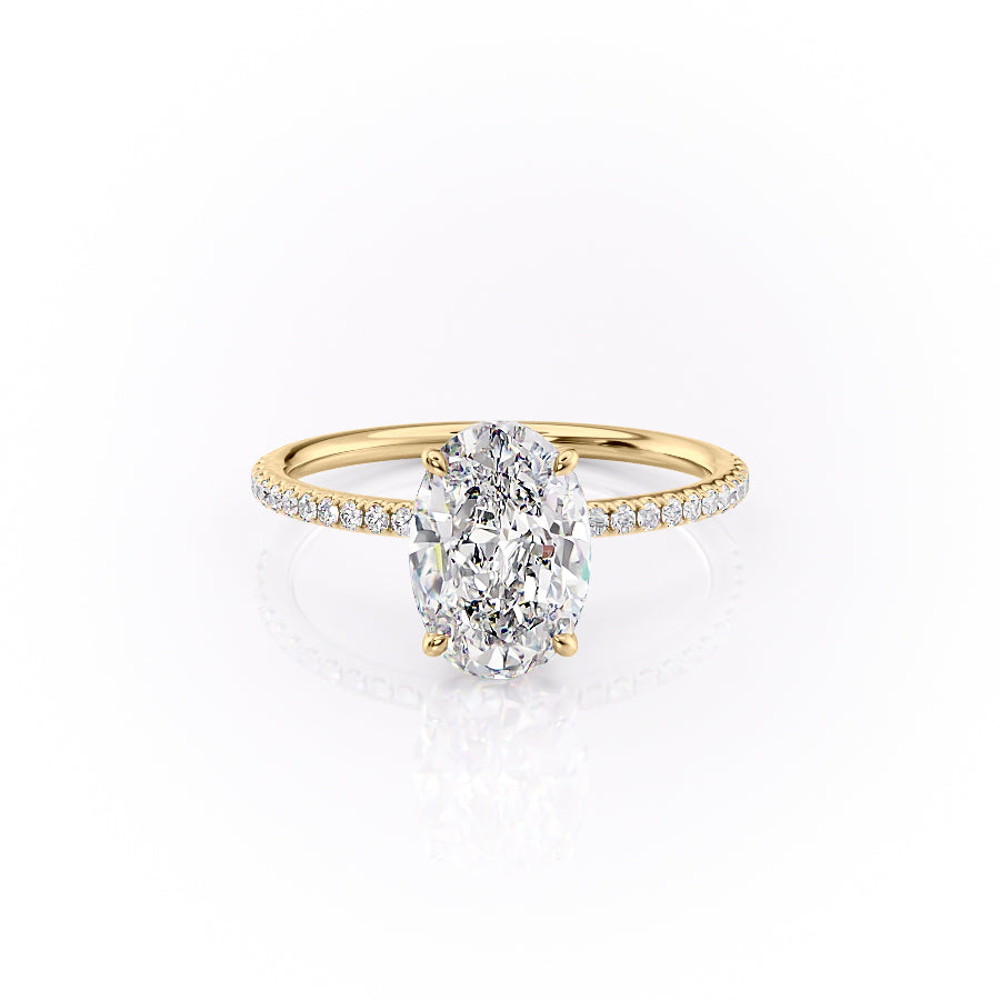 The Pave Logan Set With Oval Pave Lab Diamond 1 Carat 14K Gold#material_14k-gold