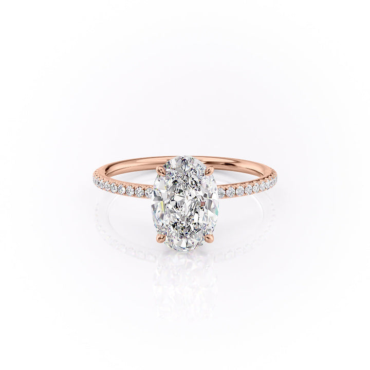 The Pave Logan Set With Oval Pave Lab Diamond 1 Carat 14K Rose#material_14k-rose