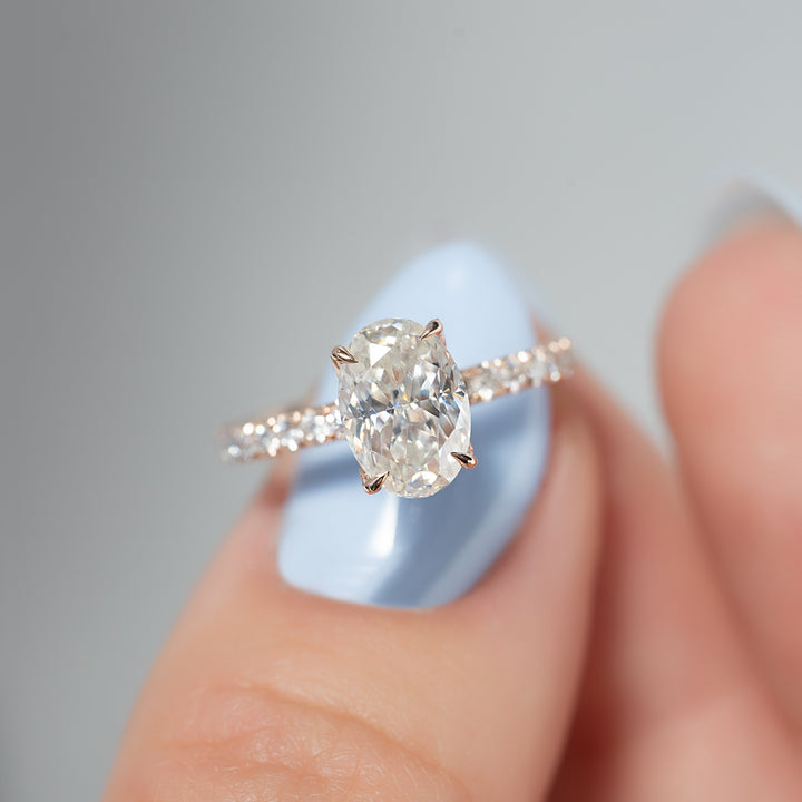 The Pave Logan Set With Oval Pave Moissanite#material_14k-rose