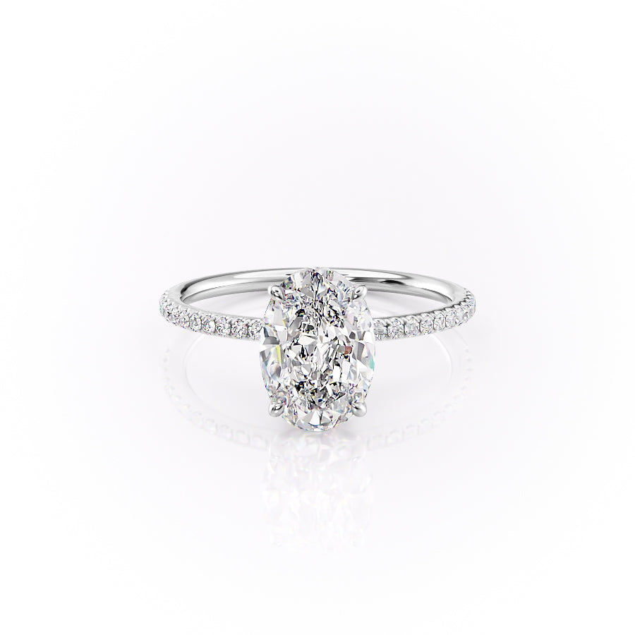 The Pave Logan Set With Oval Pave Lab Diamond 1 Carat 14K White#material_14k-white