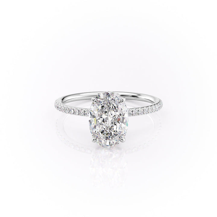 The Pave Logan Set With Oval Pave Lab Diamond 1 Carat 14K White#material_14k-white