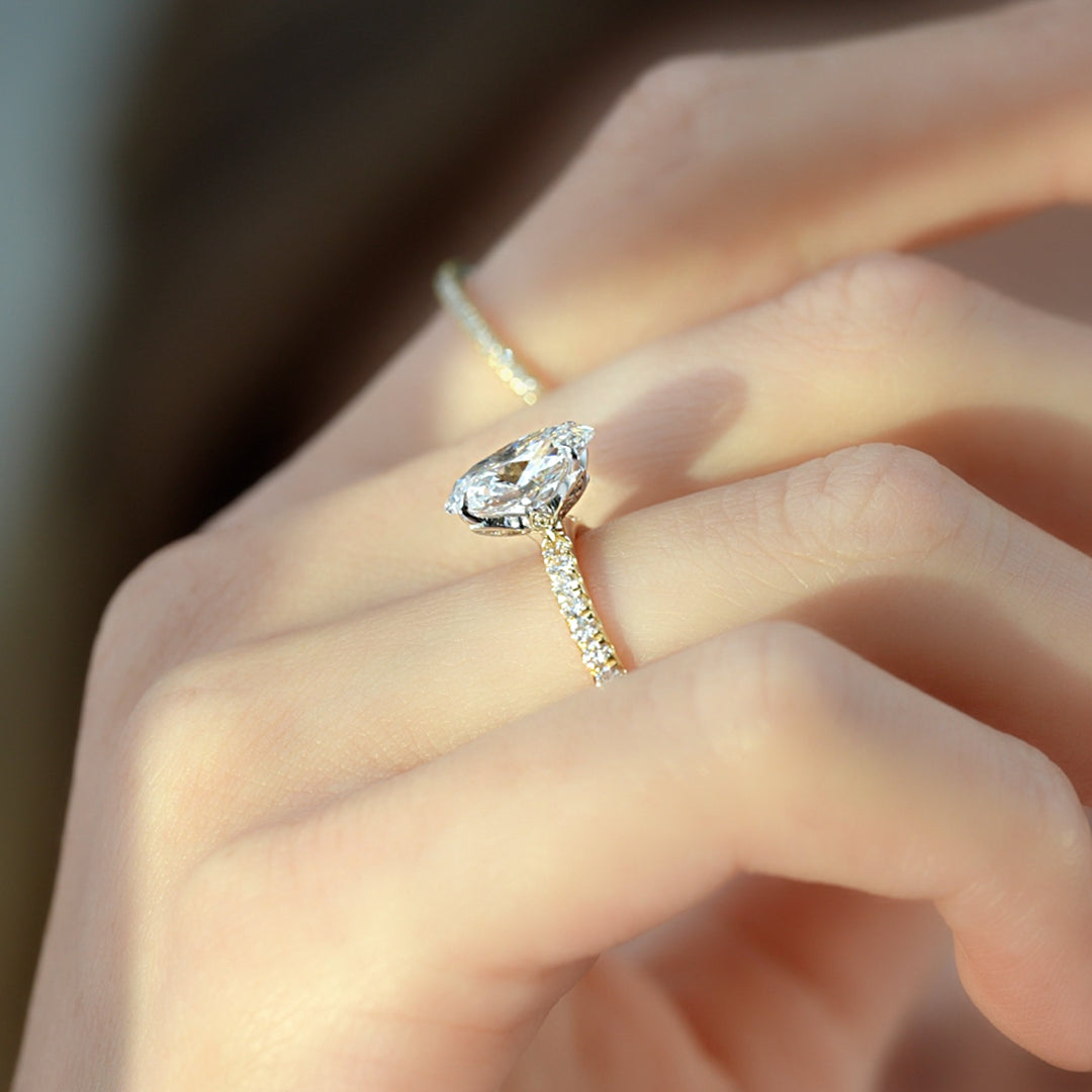 The Pave Logan Oval Lab Diamond Moissanite Engagement Ring
