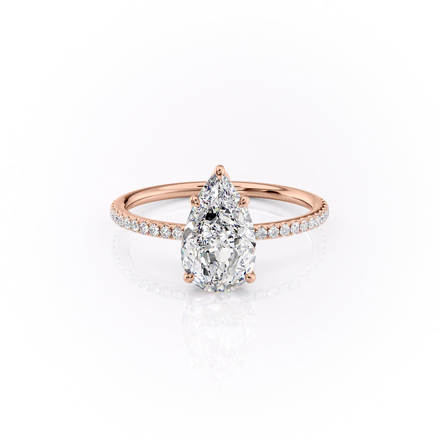 The Pave Logan Set With Pear Pave Lab Diamond 1 Carat 14K Rose#material_14k-rose