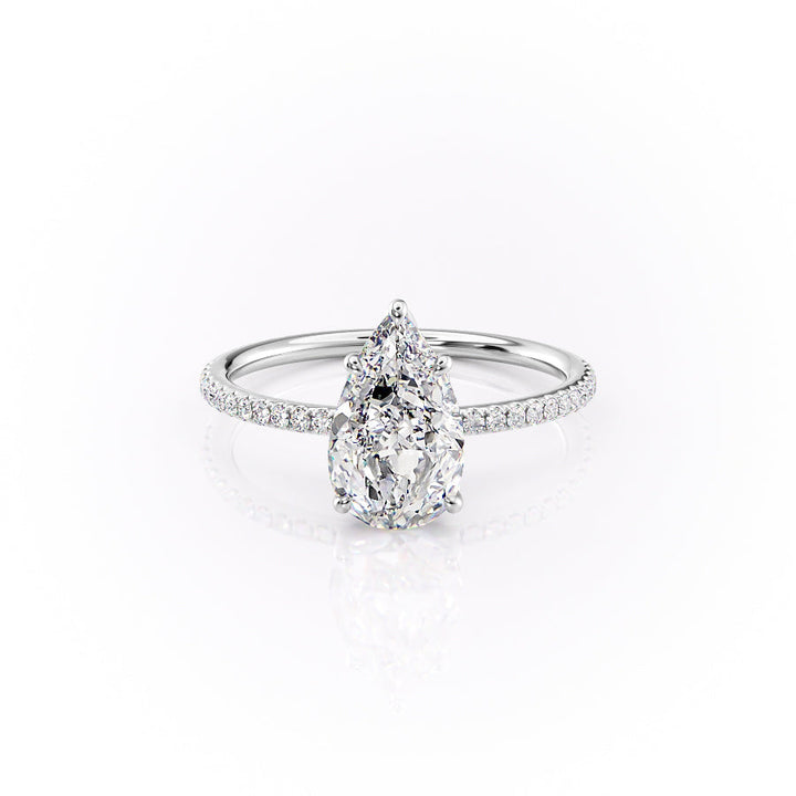 The Pave Logan Set With Pear Pave Lab Diamond 1 Carat 14K White#material_14k-white