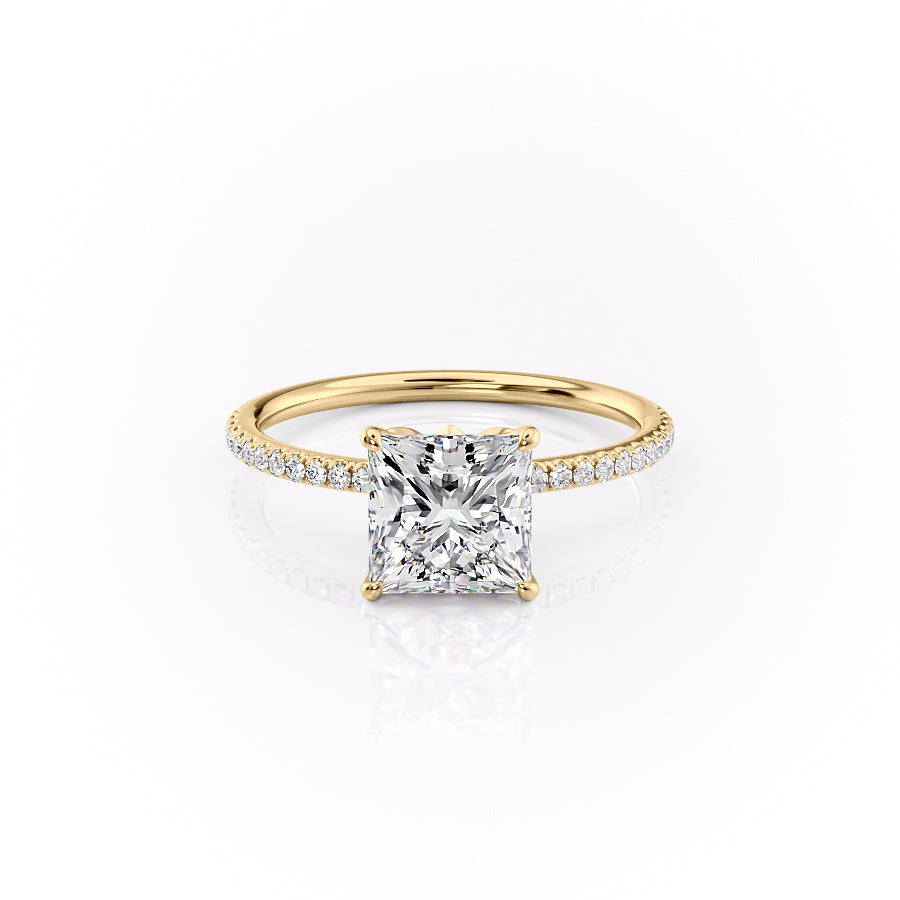 The Pave Logan Set With Princess Pave Lab Diamond 1 Carat 14K Gold#material_14k-gold