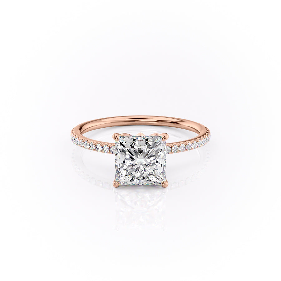 The Pave Logan Set With Princess Pave Lab Diamond 1 Carat 14K Rose#material_14k-rose