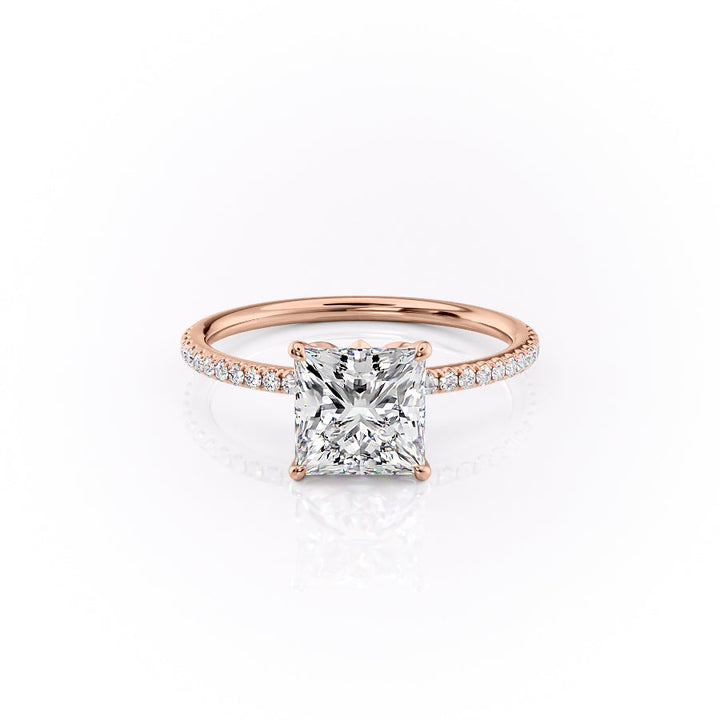 The Pave Logan Set With Princess Pave Lab Diamond 1 Carat 14K Rose#material_14k-rose