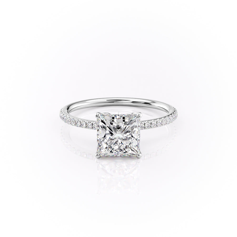 The Pave Logan Set With Princess Pave Moissanite#material_14k-white