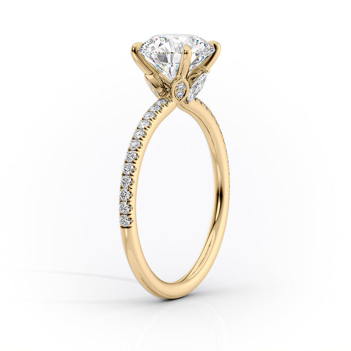 The Pave Louise Set With Cushion Pave Moissanite#material_14k-gold