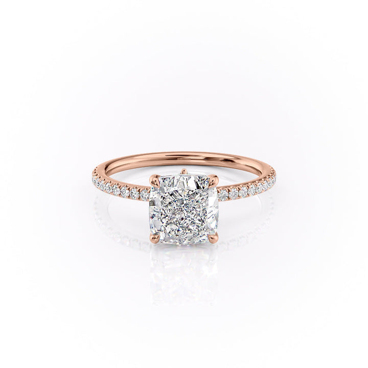 The Pave Louise Set With Cushion Pave Lab Diamond 1 Carat 14K Rose#material_14k-rose