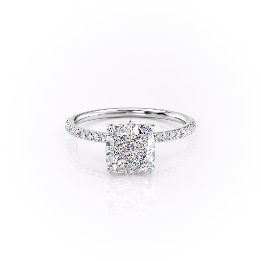 The Pave Louise Set With Cushion Pave Lab Diamond 1 Carat 14K White#material_14k-white