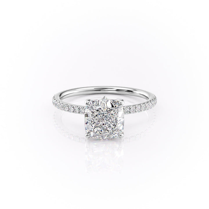 The Pave Louise Set With Cushion Pave Lab Diamond 1 Carat 18K White#material_18k-white