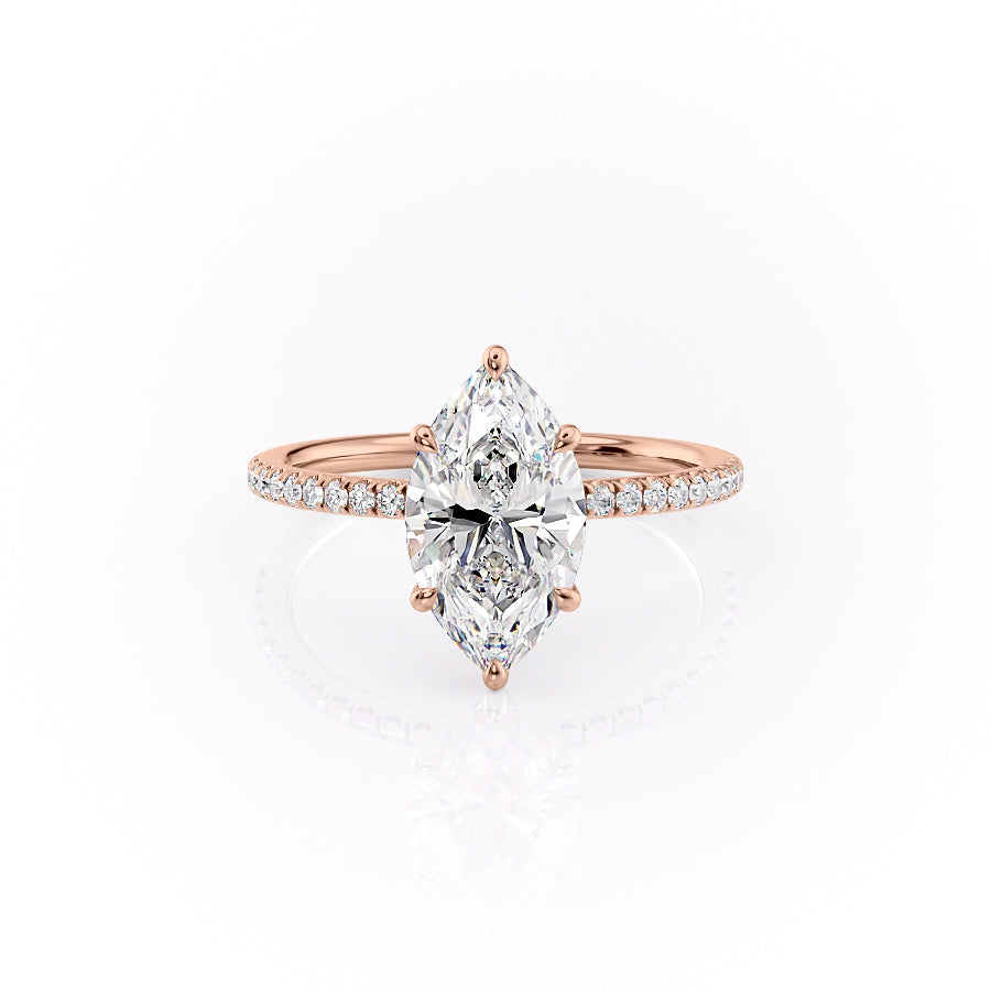 The Pave Louise Set With Marquise Pave Lab Diamond 1 Carat 18K Rose#material_18k-rose