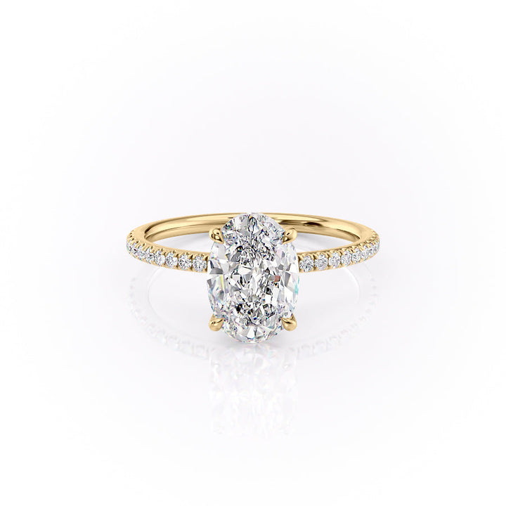 The Pave Louise Set With Oval Pave Moissanite#material_14k-gold