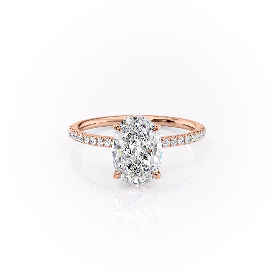 The Pave Louise Set With Oval Pave Lab Diamond 1 Carat 14K Rose#material_14k-rose