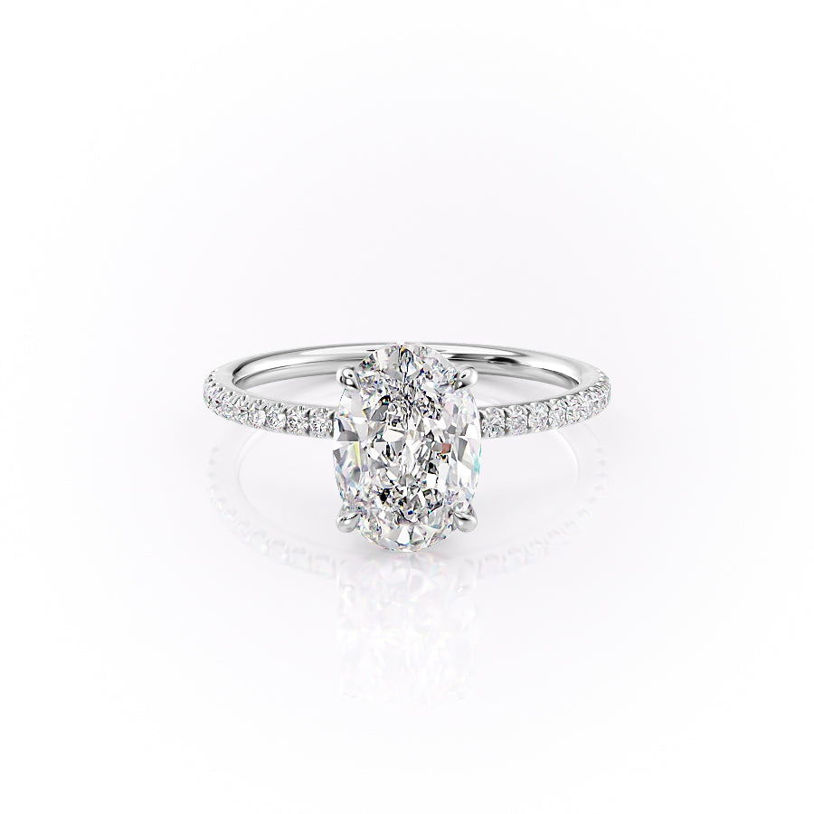 The Pave Louise Set With Oval Pave Lab Diamond 1 Carat 14K White#material_14k-white