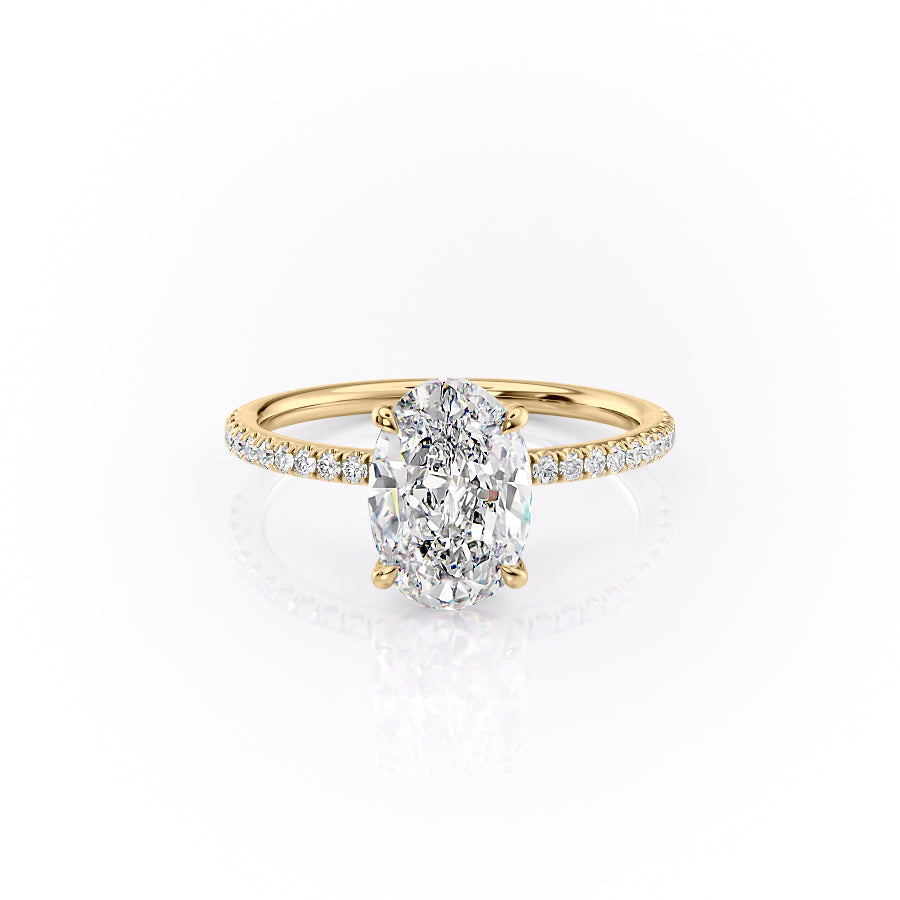 The Pave Louise Set With Oval Pave Lab Diamond 1 Carat 18K Gold#material_18k-gold