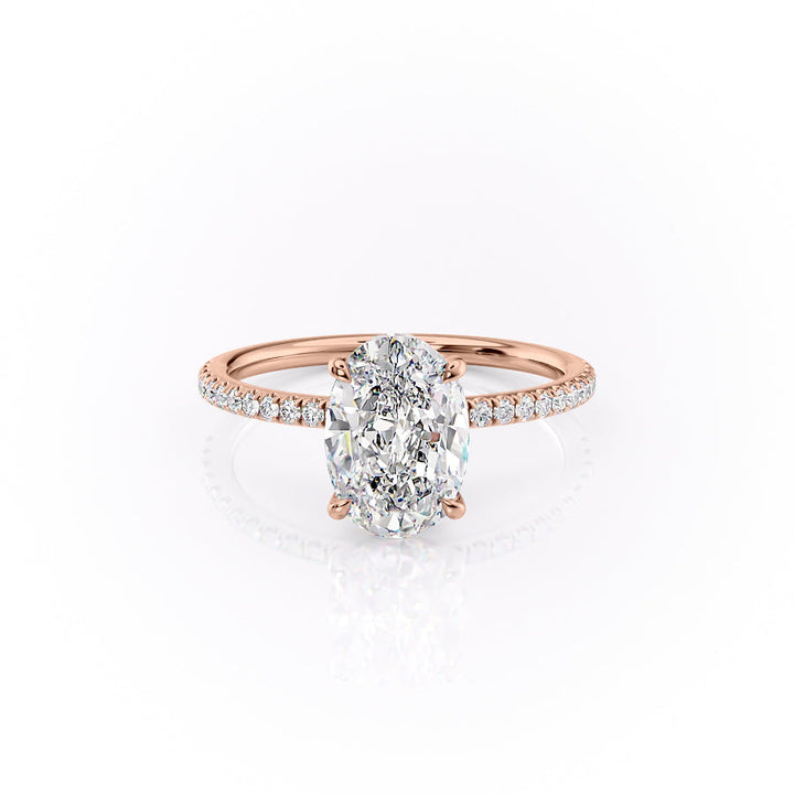 The Pave Louise Set With Oval Pave Lab Diamond 1 Carat 18K Rose#material_18k-rose