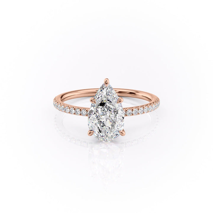 The Pave Louise Set With Pear Pave Lab Diamond 1 Carat 14K Rose#material_14k-rose