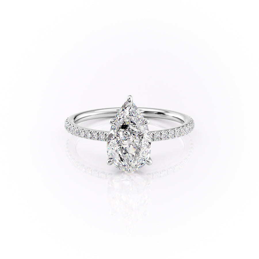 The Pave Louise Set With Pear Pave Lab Diamond 1 Carat 14K White#material_14k-white