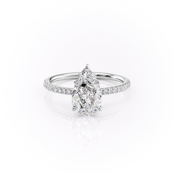 The Pave Louise Set With Pear Pave Lab Diamond 1 Carat 14K White#material_14k-white