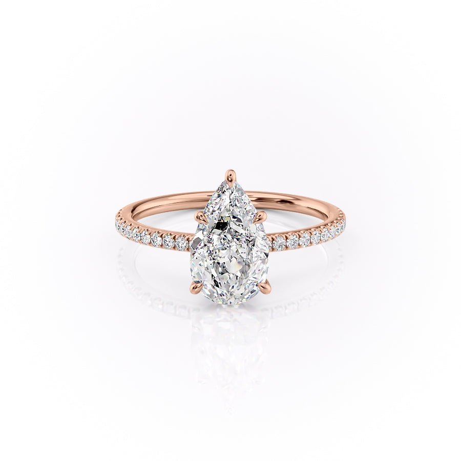 The Pave Louise Set With Pear Pave Moissanite#material_18k-rose