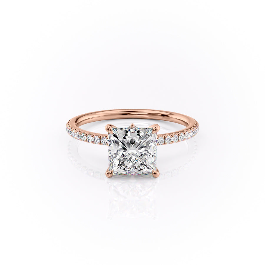 The Pave Louise Set With Princess Pave Lab Diamond 1 Carat 14K Rose#material_14k-rose