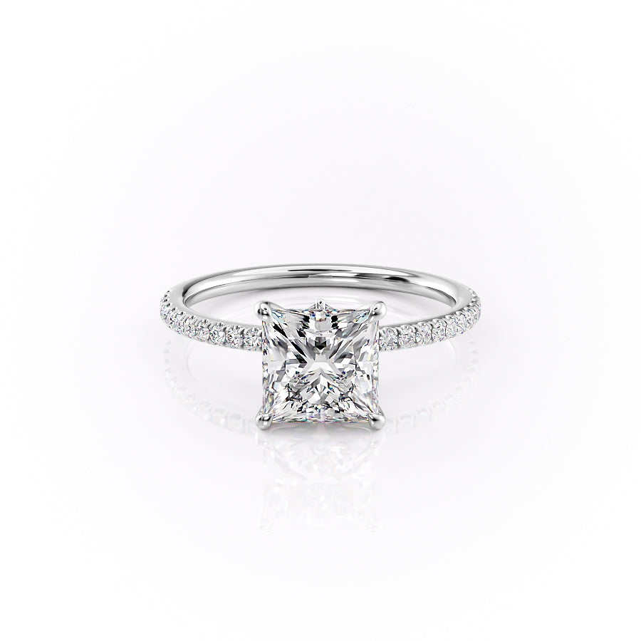 The Pave Louise Set With Princess Pave Lab Diamond 1 Carat 14K White#material_14k-white