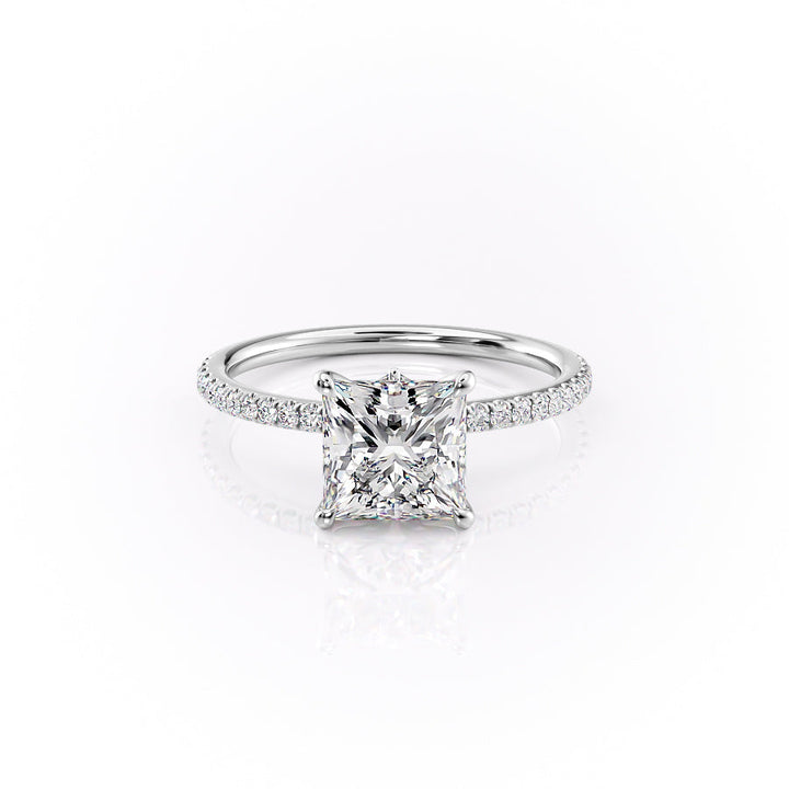 The Pave Louise Set With Princess Pave Lab Diamond 1 Carat 14K White#material_14k-white