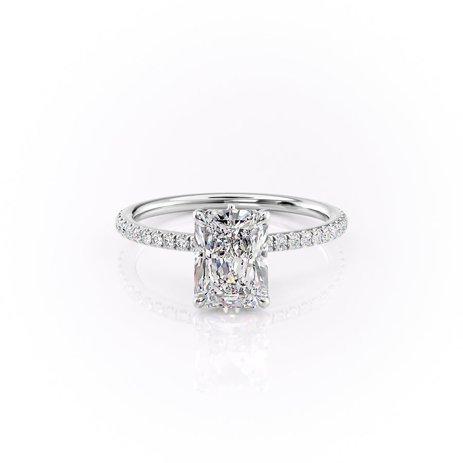 The Pave Louise Set With Radiant Pave Lab Diamond 1 Carat 14K White#material_14k-white