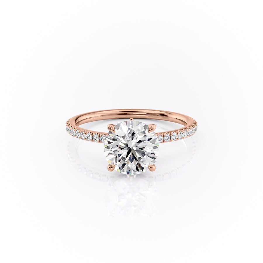 The Pave Louise Set With Round Pave Lab Diamond 1 Carat 14K Rose#material_14k-rose