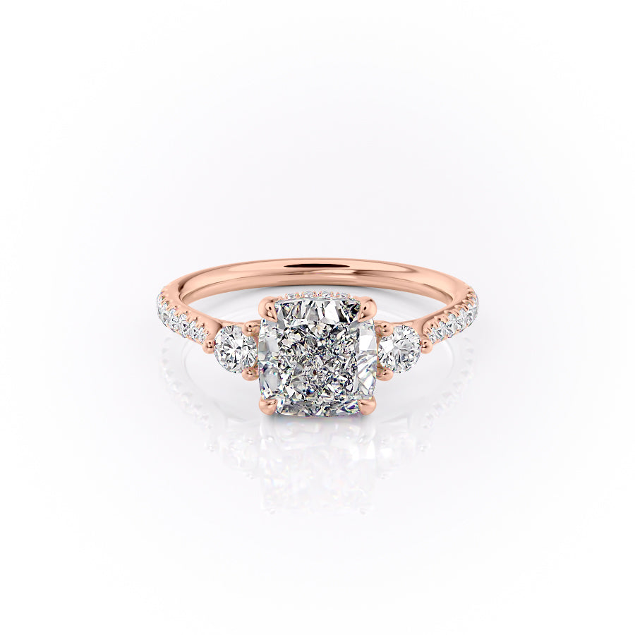 The Pave Lucy Set With A Cushion Lab Diamond-L'Amour Brilliance #material_rose