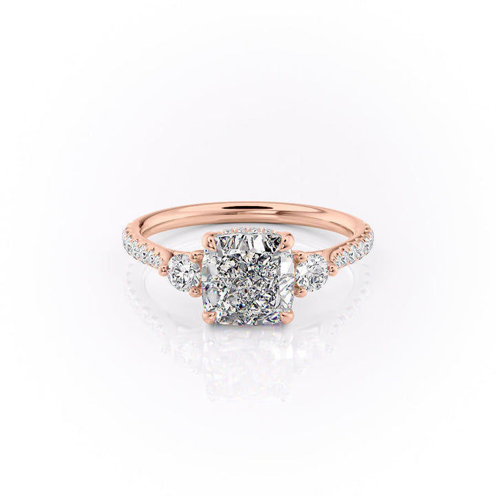 The Pave Lucy Set With A Cushion Lab Diamond-L'Amour Brilliance #material_rose