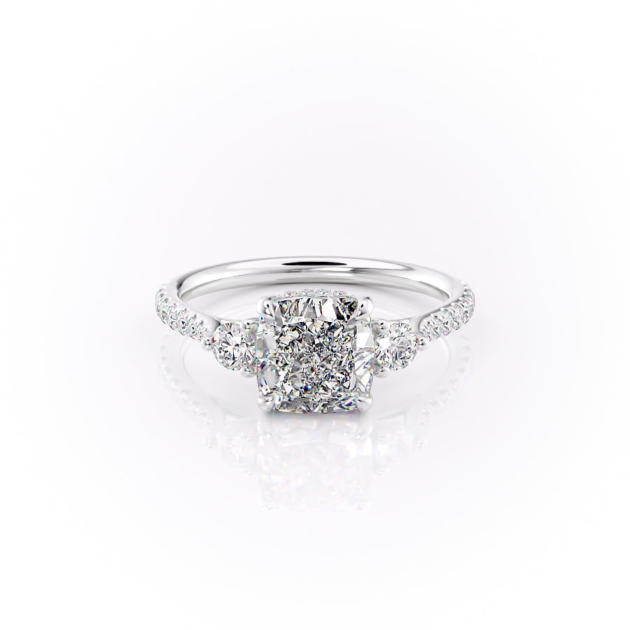 The Pave Lucy Set With A Cushion Lab Diamond-L'Amour Brilliance #material_white