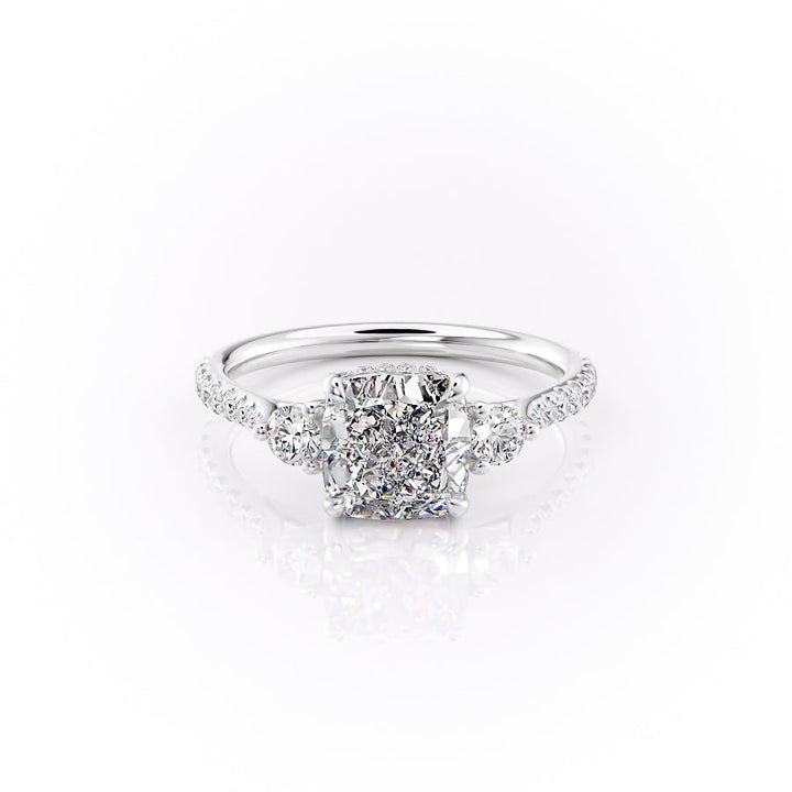 The Pave Lucy Set With A Cushion Lab Diamond-L'Amour Brilliance #material_white