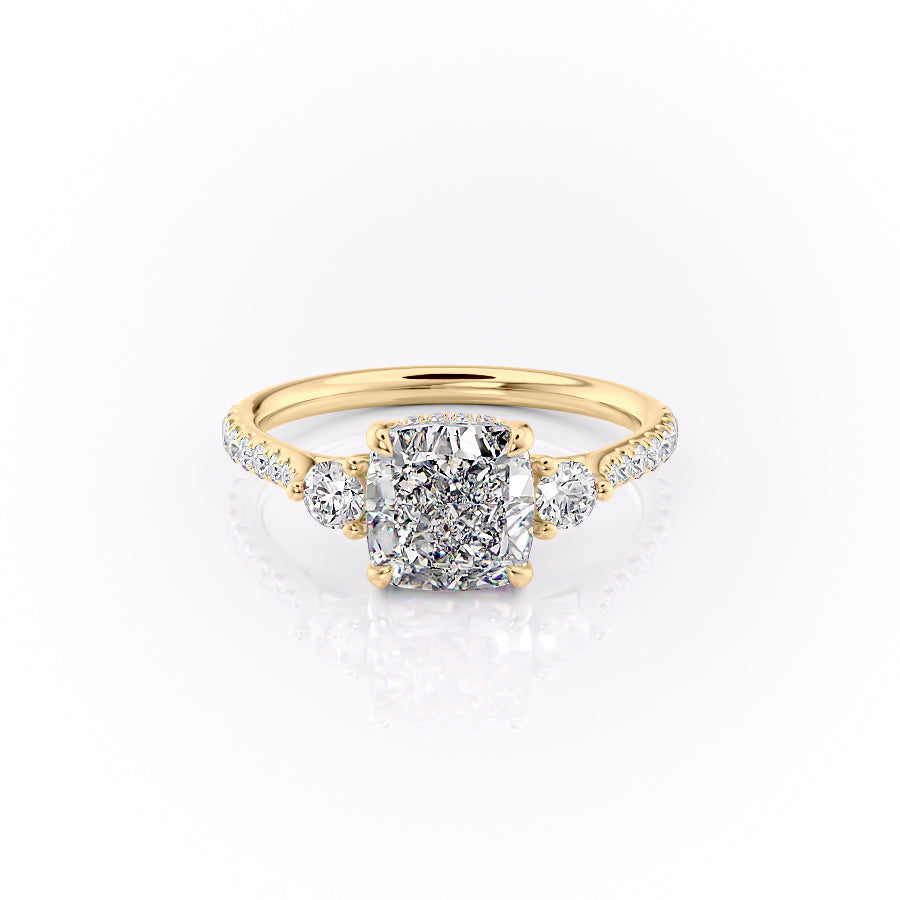 The Pave Lucy Set With A Cushion Lab Diamond-L'Amour Brilliance #material_gold