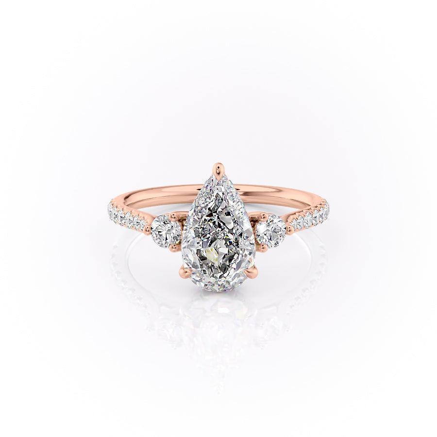 The Pave Lucy Set With A Pear Lab Diamond-L'Amour Brilliance #material_rose