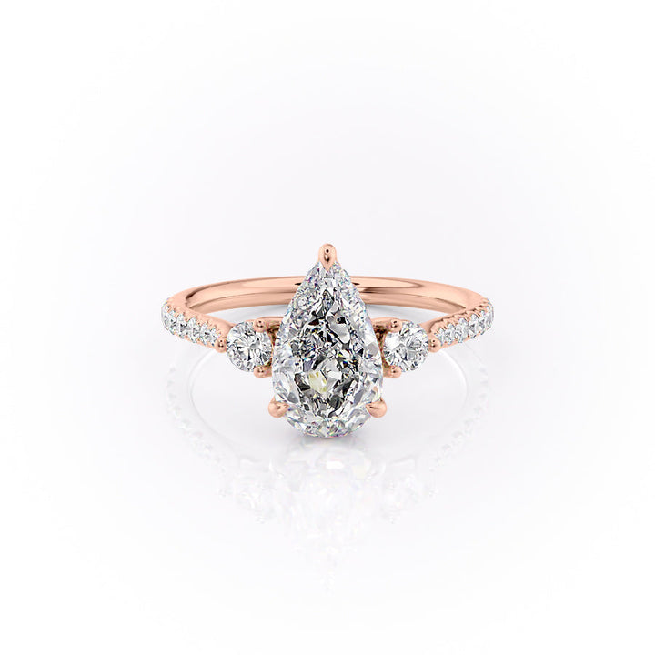 The Pave Lucy Set With A Pear Lab Diamond-L'Amour Brilliance #material_rose