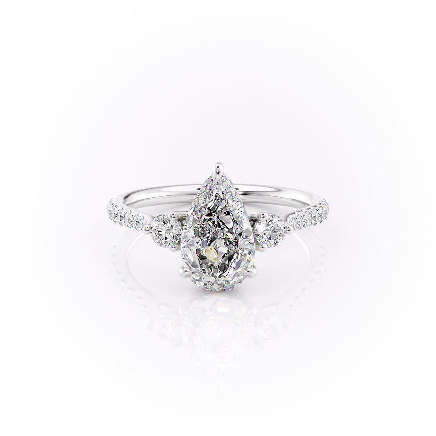 The Pave Lucy Set With A Pear Lab Diamond-L'Amour Brilliance #material_white