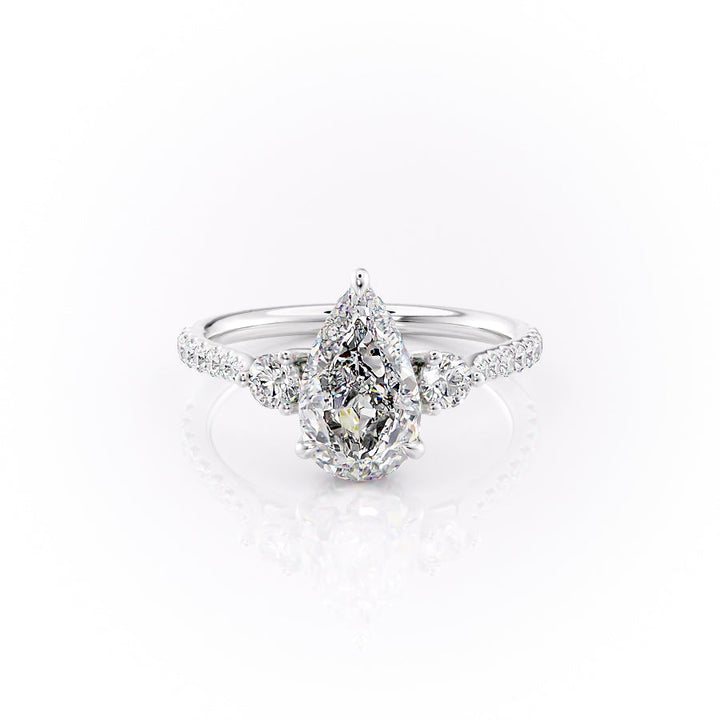 The Pave Lucy Set With A Pear Lab Diamond-L'Amour Brilliance #material_white