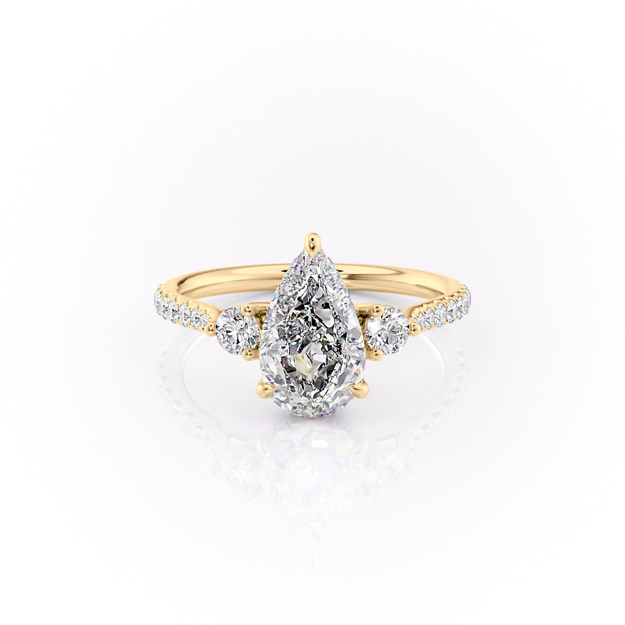 The Pave Lucy Set With A Pear Lab Diamond-L'Amour Brilliance #material_gold