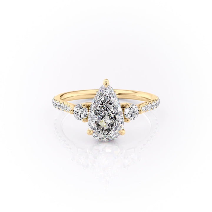 The Pave Lucy Set With A Pear Lab Diamond-L'Amour Brilliance #material_gold