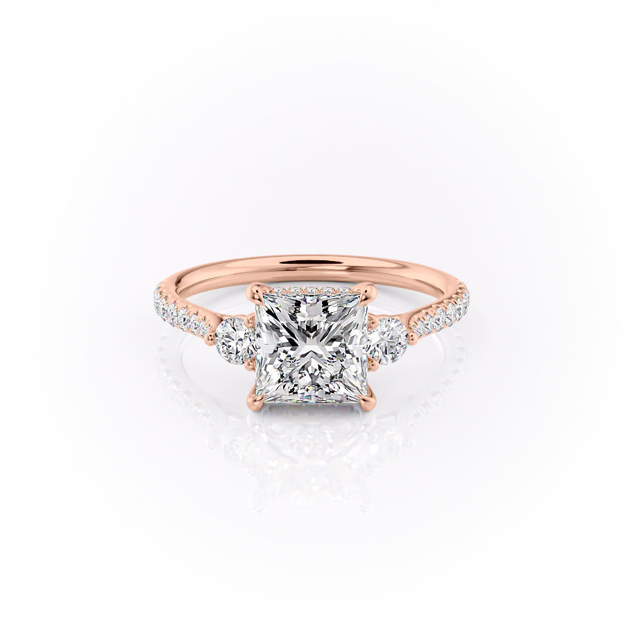 The Pave Lucy Set With A Princess Lab Diamond-L'Amour Brilliance #material_rose