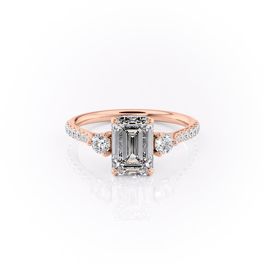 The Pave Lucy Set With An Emerald Lab Diamond-L'Amour Brilliance #material_rose
