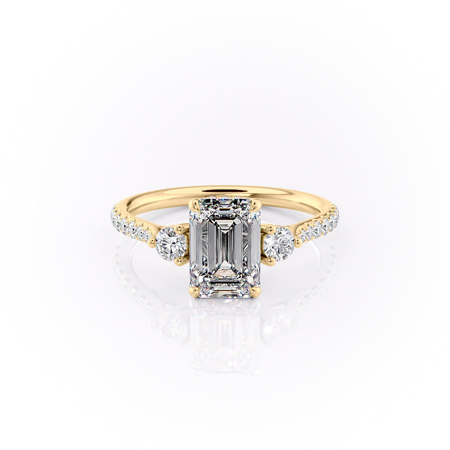 The Pave Lucy Set With An Emerald Lab Diamond-L'Amour Brilliance #material_gold