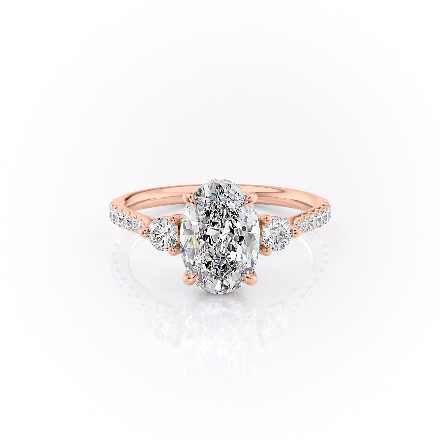 The Pave Lucy Set With An Oval Lab Diamond-L'Amour Brilliance #material_rose