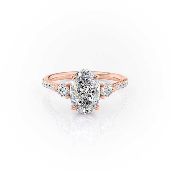 The Pave Lucy Set With An Oval Lab Diamond-L'Amour Brilliance #material_rose